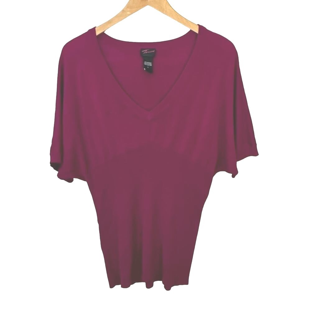 Torrid Vintage Knit Womens Sweater Size 1X Cranberry Red Pullover V Neck Stretch